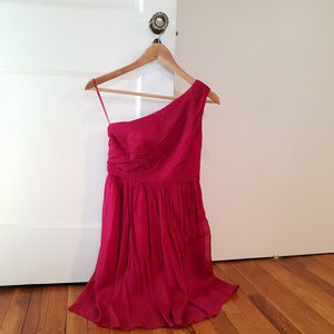 J.Crew Fuchsia Crepe Silk One Shoulder Dress